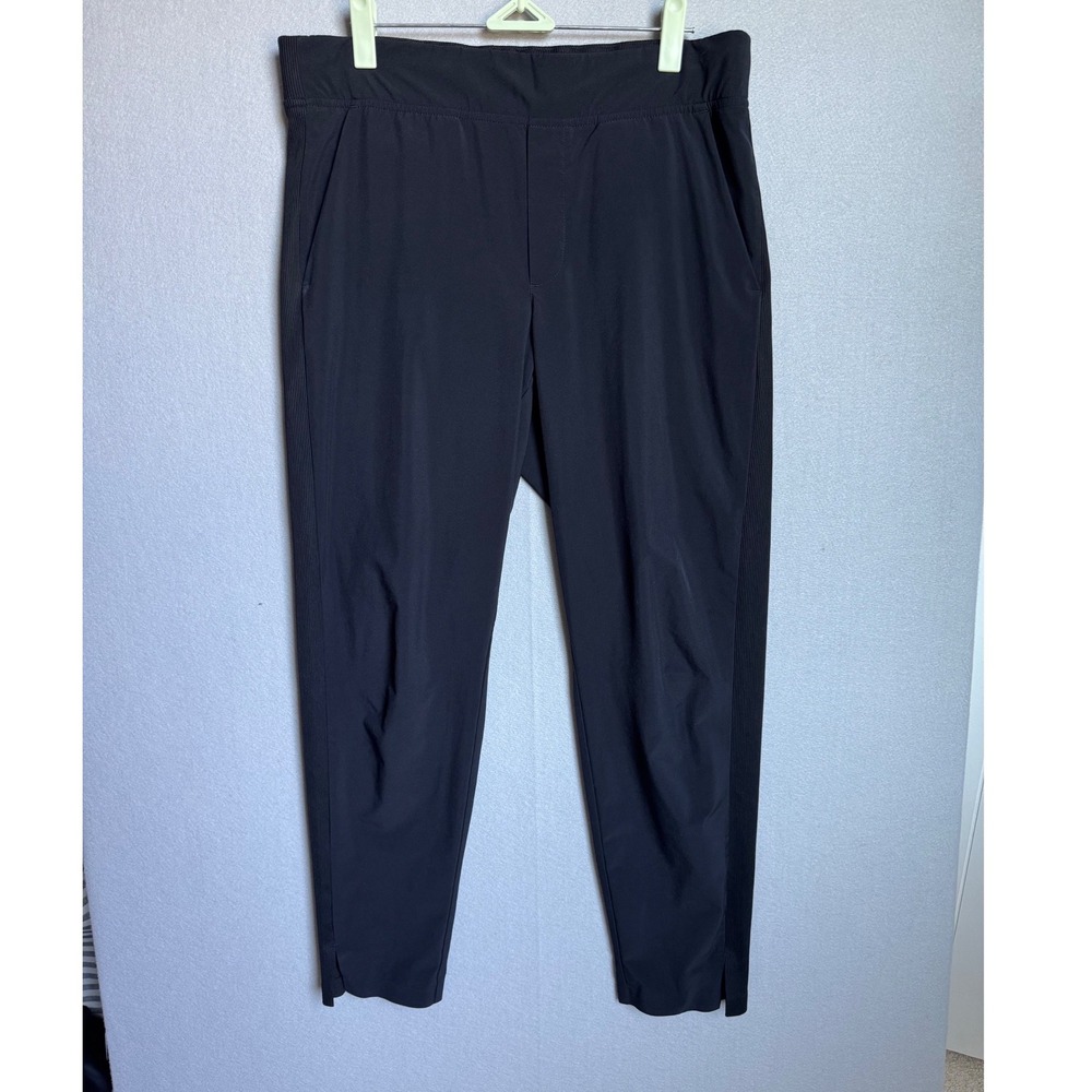 Athleta Brooklyn Ankle Pant Women 6 Black Tapered Athletic Travel Ribbed Trim